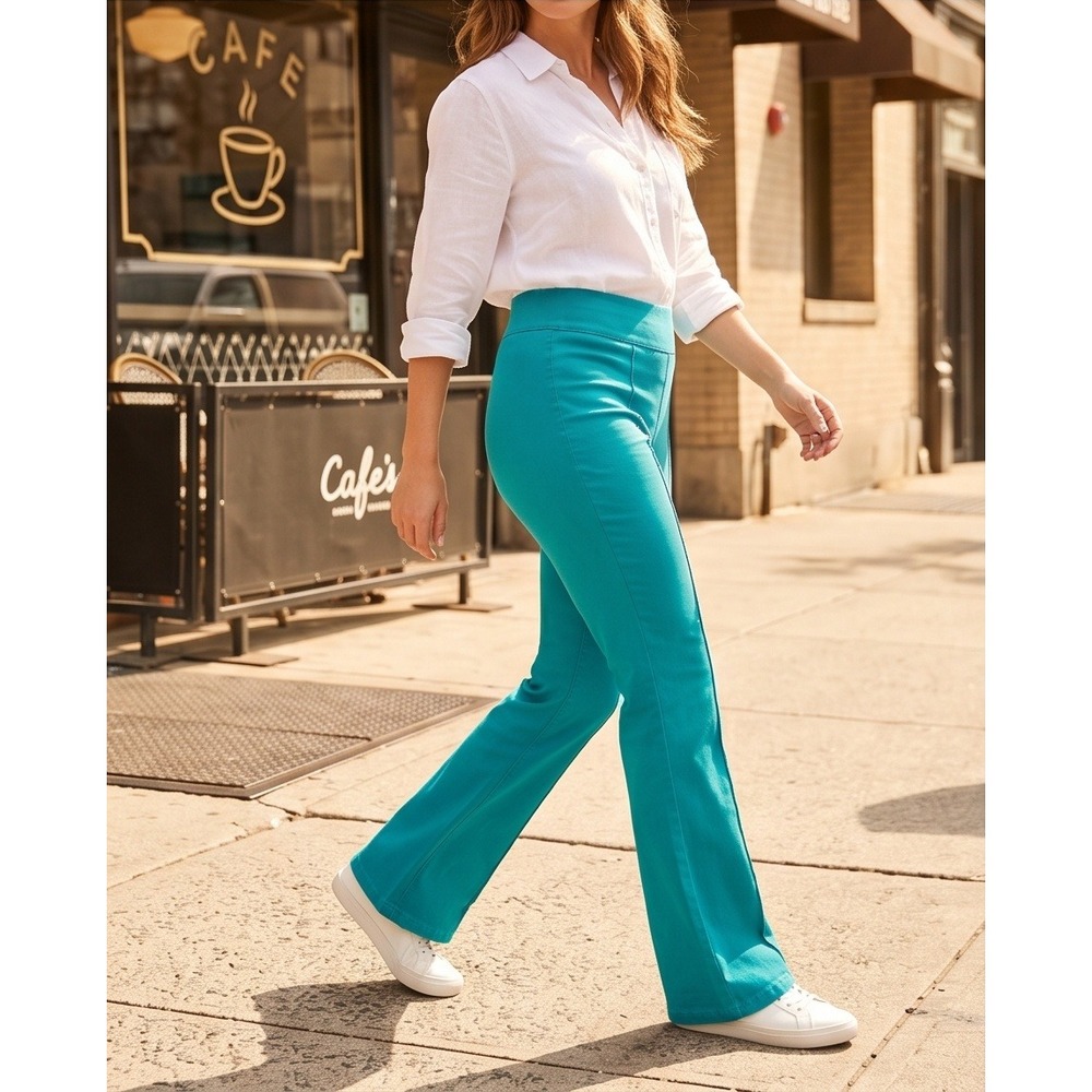 DG Diane Gilman Suddenly Slim Bootcut‎ Pull on Pants Women's 1X Teal  NEW